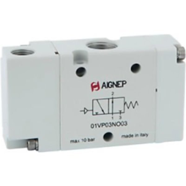 Alpha Technologies Aignep USA 3/2 Normally Open Single Air-Actuated Valve Pilot Spring Return G1/4" Ports 01VP03NO03